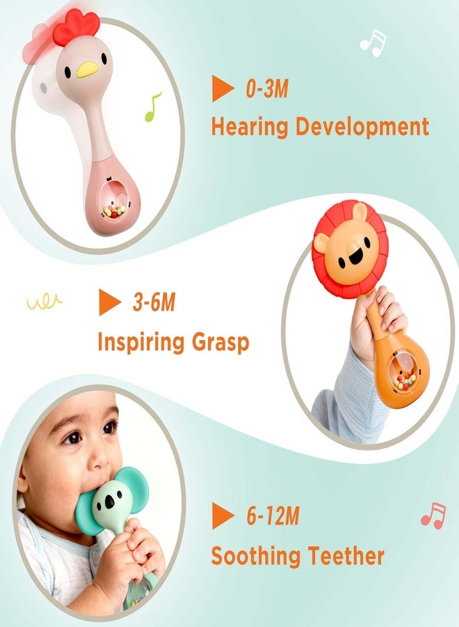 iPlay, iLearn Baby Shaker Rattle Toy, Babies Teething Sensory Toys 3-6-12 Month, Infant Development Tummy Time Animal Rattles Set, Newborn First Birthday Gift 4 5 7 8 9 10 Month Old Toddlers Boy Girl - Image 2