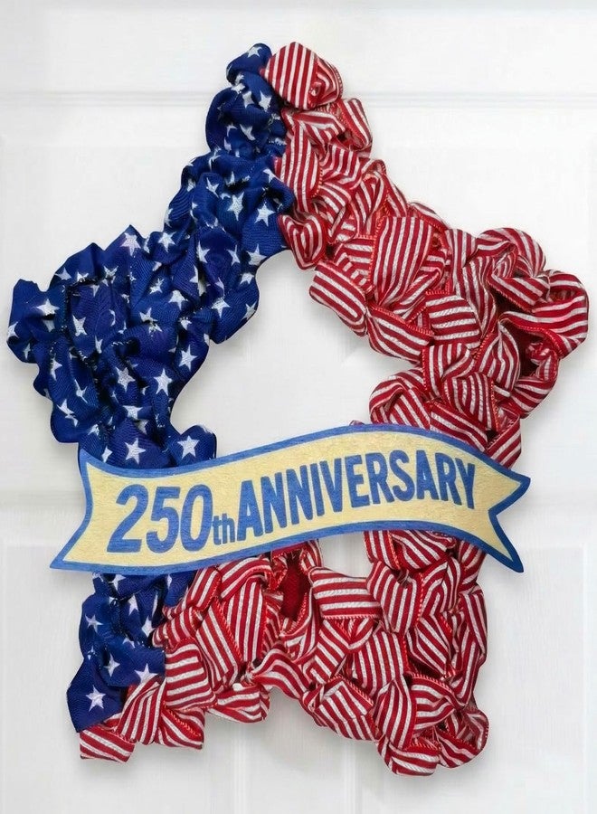 NUTIKAS 4th of July Wreath Patriotic Decorations for Front Door - 19 inch Memorial Day 250th Anniversary USA Fourth of July Burlap Star Wreath, Red White and Blue Hanging for Independence Day 2026 Decor - Image 1