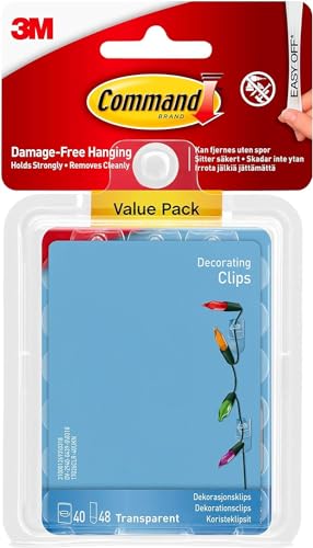 Command Plastic 17026CLR-VP Decorating Clips, 40, Clear, Count - Image 1
