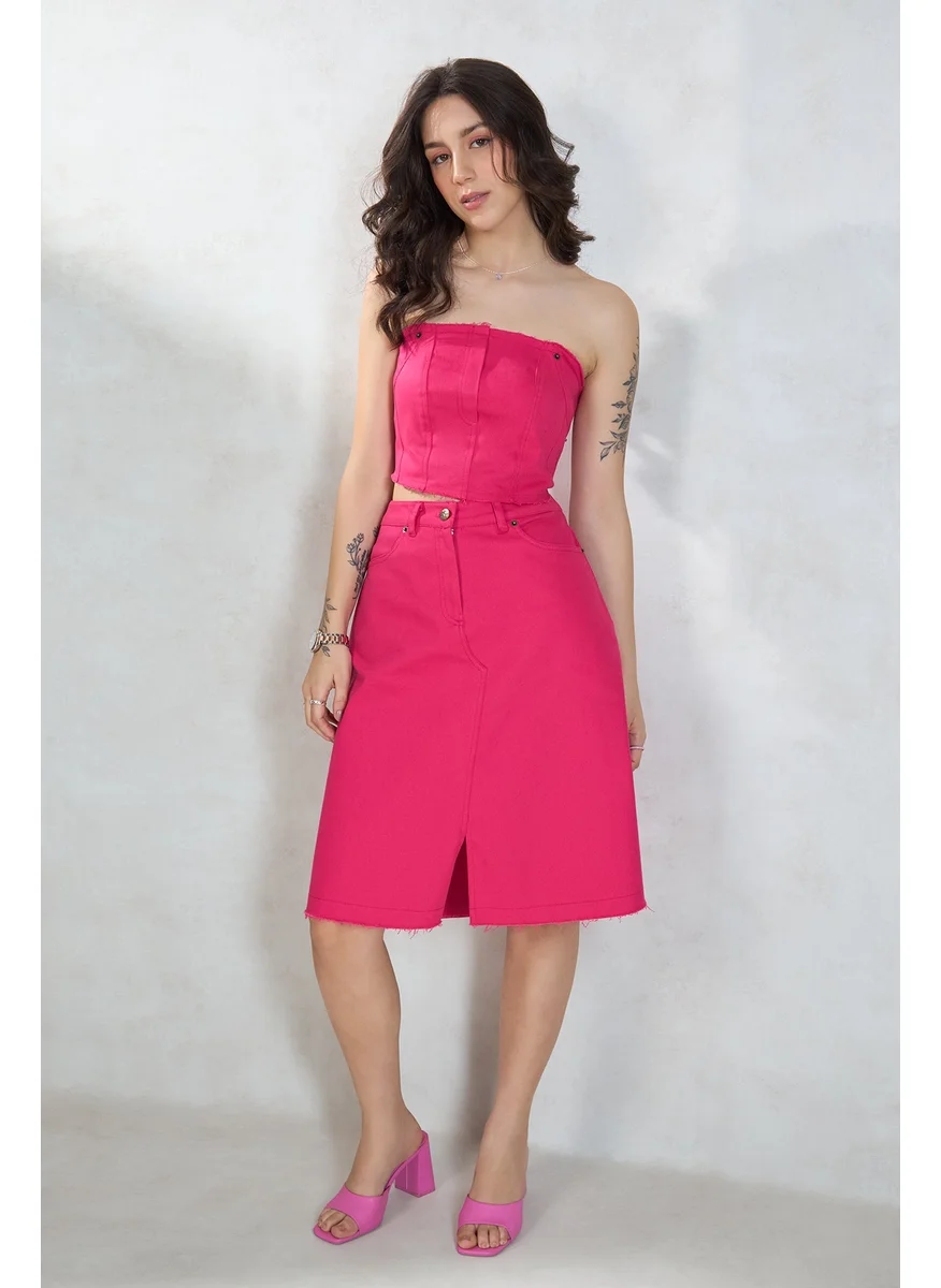 فيرجيو Virgio Women Cotton Knee Length Solid Skirt