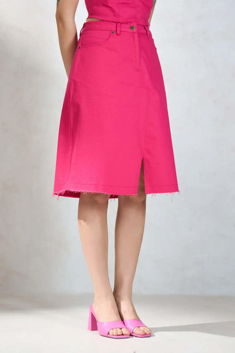 Virgio Virgio Women Cotton Knee Length Solid Skirt