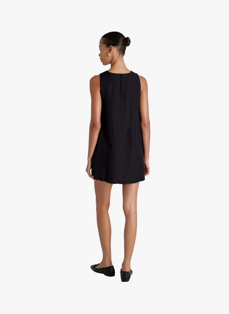 French Connection Black Women's Black Cooper Linen Slvls Mini Dress for Women | Best Price UAE