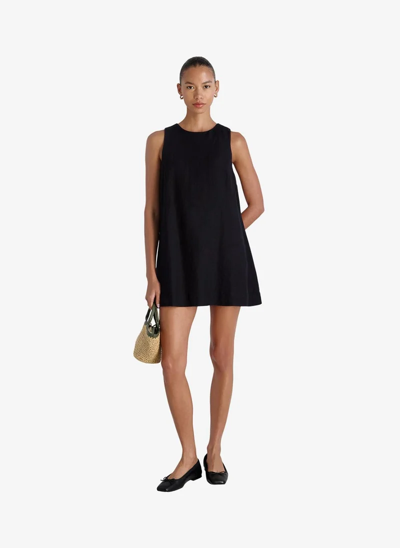 French Connection Black Women's Black Cooper Linen Slvls Mini Dress for Women | Best Price UAE