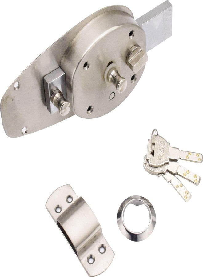 RAB Door Lock for Main Doors, 4 Turn Inter Entrance Door Lock with 3 Regular Keys, Complete Set (Code:- Lock Oval, 4 Stroke, Finish- SS, Pack of 1 Lock Set, with Keys) - Image 5