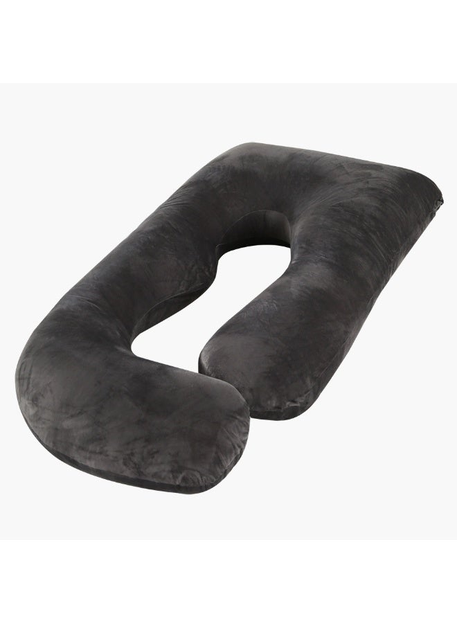 PureTuti Pregnancy Must Haves Pregnancy Pillow U-Shaped Full Body Maternity Support Pillow for Pregnant Women with Replaceable and Washable Velvet Cover Size 57" (Black,Velvet) - Image 2
