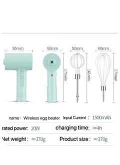 Kimaya Wireless electric egg beater portable cordless handheld mixer, 3-speed adjustable lightweight USB rechargeable hand Mixer stainless steel egg whisk with double egg sticks for kitchen baking and cooking  - Image 3