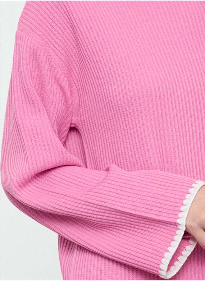 trendyol Pink Stitch Detailed Long Knit Dress TCTAW25EB00001  - Image 3