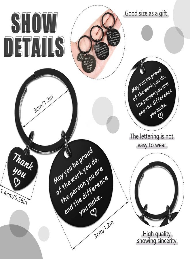 ميتلي مجموعة ميداليات مفاتيح MTLEE مكونة من 6 قطع، هدايا شكر وتقدير، ميداليات مفاتيح "اصنع فرقًا"، هدايا تقدير لزملاء العمل والممرضات والمعلمين (أسود) - Image 2