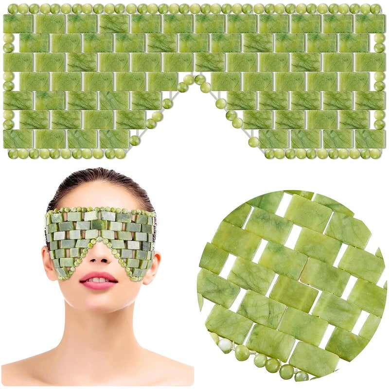 Satinior SATINIOR Jade Stone Eye Mask Hot or Cold Using Jade Mask Green Facial Sleeping Relief Eye Cover for Women Men Soothing Cooling and Relieving