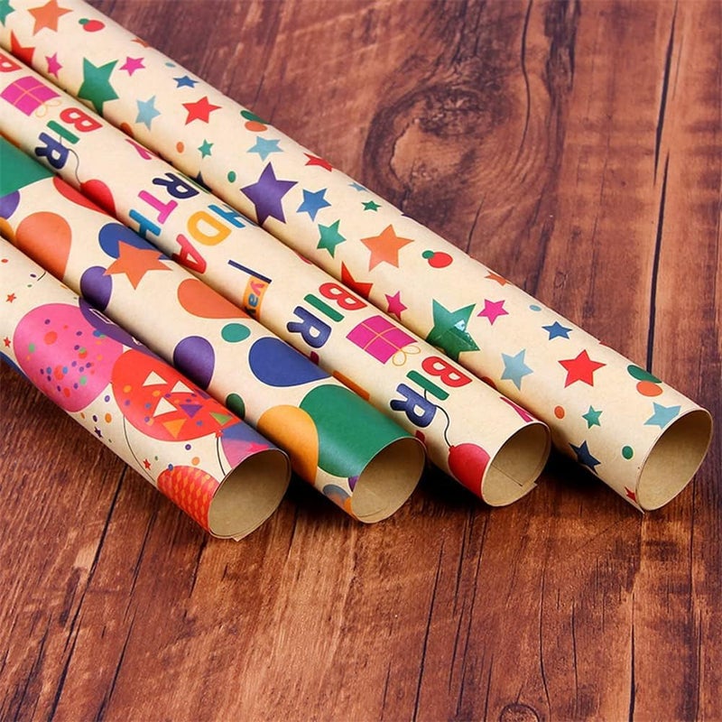 Luckam Gift Wrapping Paper Set, Kraft Wrapping Paper with Jute String and Tape, Great for Birthday, Party, and Wedding Gifts (70x50cm) - Image 4