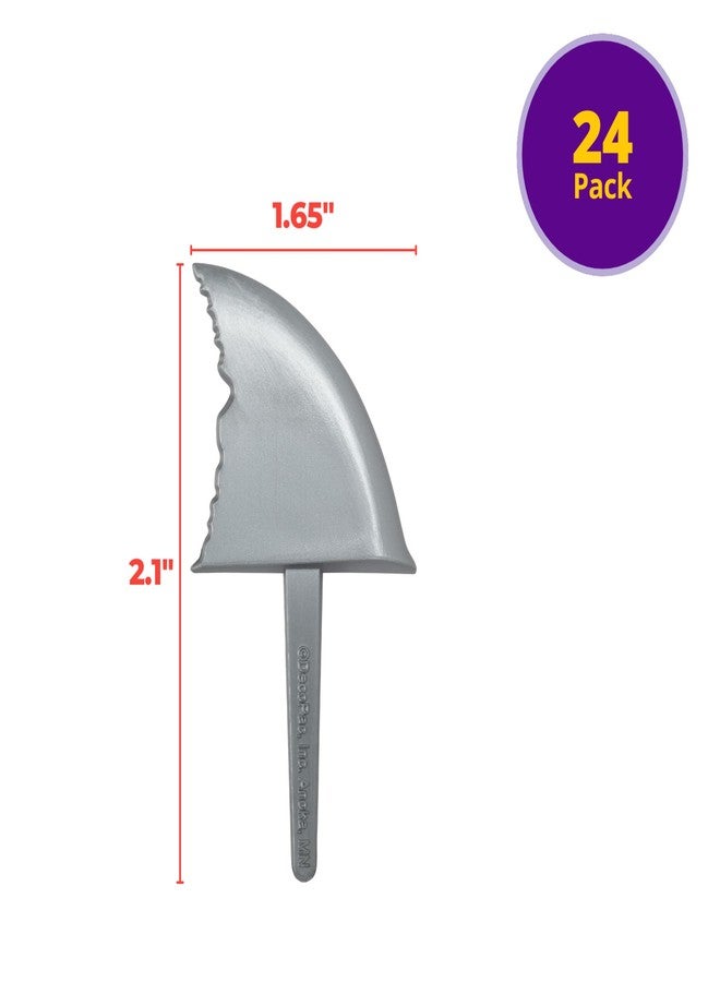 ديكوباك أعواد تزيين الكيك على شكل زعانف القرش من ديكوباك، عبوة من 24 قطعة، لتزيين الكب كيك، زينة قابلة لإعادة الاستخدام للكيك والكب كيك والمخبوزات الأخرى، مثالية لحفلات الشاطئ وحفلات المسبح. - Image 3