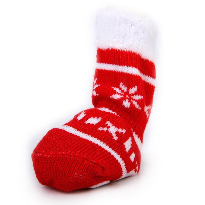 4Pcs Pet Dog Cat Warm Socks Cotton Supplies Color Roso Size L - Image 5