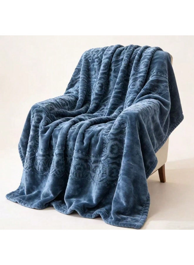 بطانية بنمط منقوش على الوجهين، وزنها حوالي 3 كجم، مقاسها: 160 × 220 سم، بطانية مفردة، بنمط زهري، بطانية ناعمة ومريحة للاستخدام اليومي، مناسبة لغرفة المعيشة، غرفة النوم، السكن الجامعي، ديكور المنزل. - Image 3