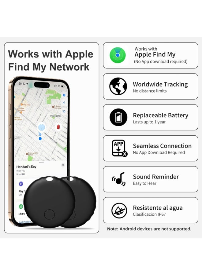 Smart Tag Works with Find My App (iOS 14.6 Above), Keys Finder and Item Locator for Luggage, Backpack, Suitcases and More, Replaceable Battery, IP67 Waterproof Tracking Tags-5 Pack(Black) - Image 2