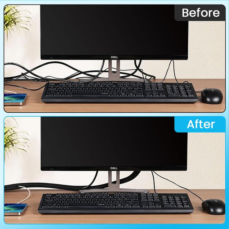 Supvox 66ft Braided Cable Management Sleeve Cord Protector SelfWrapping Split Wire Loom for TVComputerHome TheaterEngine Bay Black - Image 5