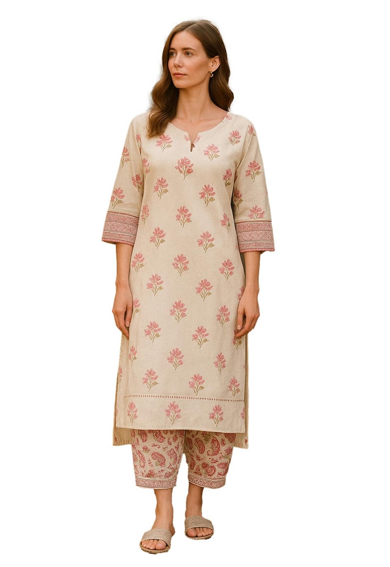 LookMark Kurta Set Georgette Women Three piece Sets Woman Office wear Cotton Chikankari farsi Salwar White - Image 1