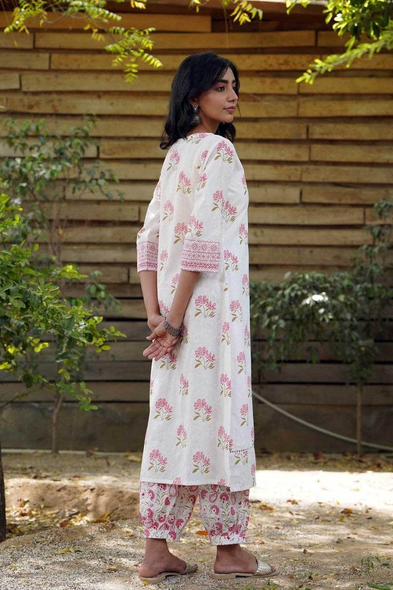 LookMark Kurta Set Georgette Women Three piece Sets Woman Office wear Cotton Chikankari farsi Salwar White - Image 4