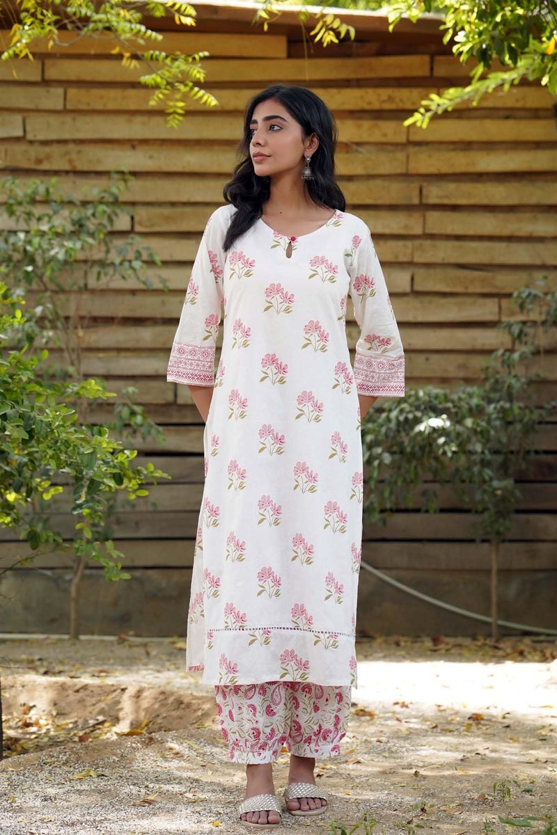 LookMark Kurta Set Georgette Women Three piece Sets Woman Office wear Cotton Chikankari farsi Salwar White - Image 2