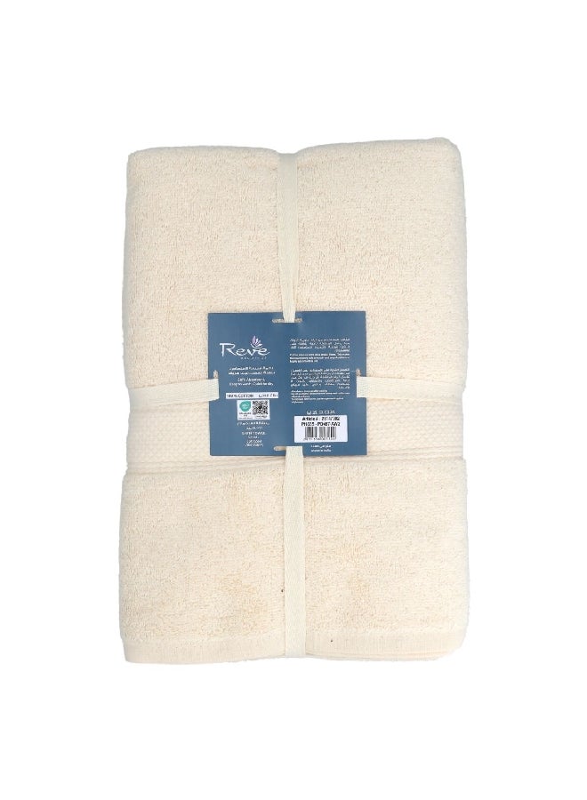 REVE 2-Piece Reyna Bath Towel Set Cream 70 x 140 cm PI1035-PD457-AW2 - Image 1