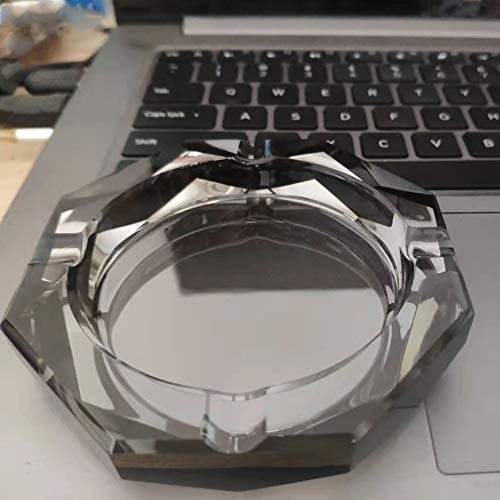 HOSTEESSCHOICE Crystal Glass Ashtray, Octagon Ash tray Cigar Cigarettes Ashtray Holder Office Home Desktop Tabletop Decoration,Crystal Black - Image 5