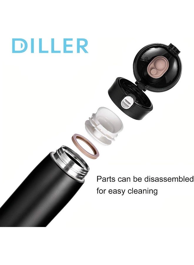 Diller Hydro Flask Thermos Double Wall Vacuum Insulated Stainless Steel Water Bottle (450ml), BPA-free, with Spout Lid, Leak Proof Flask, Hot and Cold Thermos Travel Mug (White) - Image 4