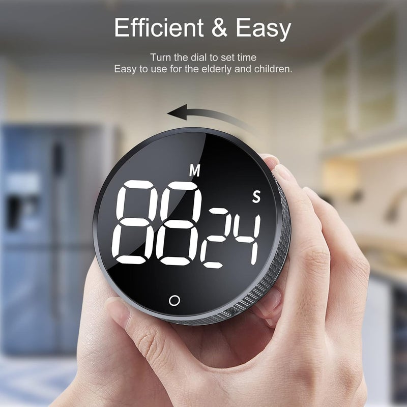 AVINIA Digital Kitchen Timers, Visual timers Large LED Display Magnetic Countdown Countup Timer for Classroom Cooking Fitness Baking Studying Teaching, Easy for Kids and Seniors Silver - Image 3