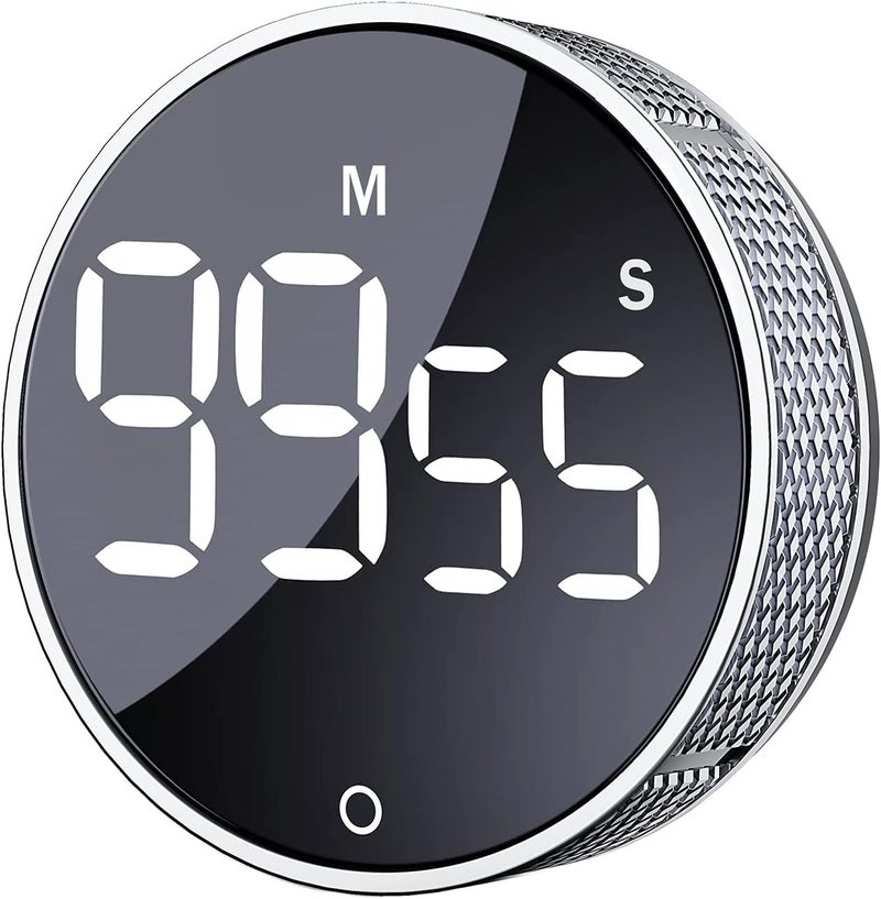AVINIA Digital Kitchen Timers, Visual timers Large LED Display Magnetic Countdown Countup Timer for Classroom Cooking Fitness Baking Studying Teaching, Easy for Kids and Seniors Silver - Image 1