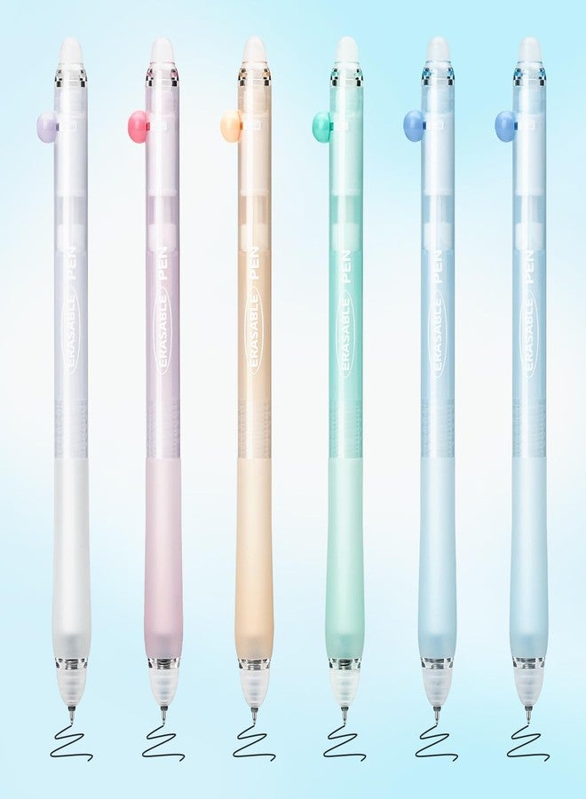 BAYTORY 6Pcs Cute Erasable Gel Pens, 0.5mm Fine Point Retractable Black Ink Pen, Double End Erasable Smooth Writing Pens, Quick Dry for Note Taking Marking Planner Crossword Puzzles (Black Ink) - Image 1