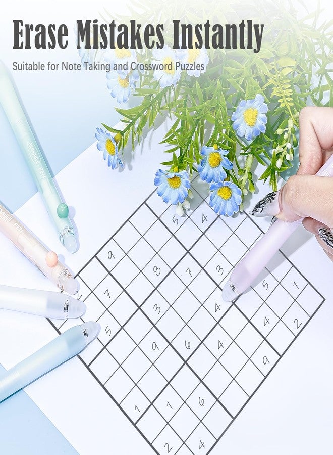 BAYTORY 6Pcs Cute Erasable Gel Pens, 0.5mm Fine Point Retractable Black Ink Pen, Double End Erasable Smooth Writing Pens, Quick Dry for Note Taking Marking Planner Crossword Puzzles (Black Ink) - Image 5