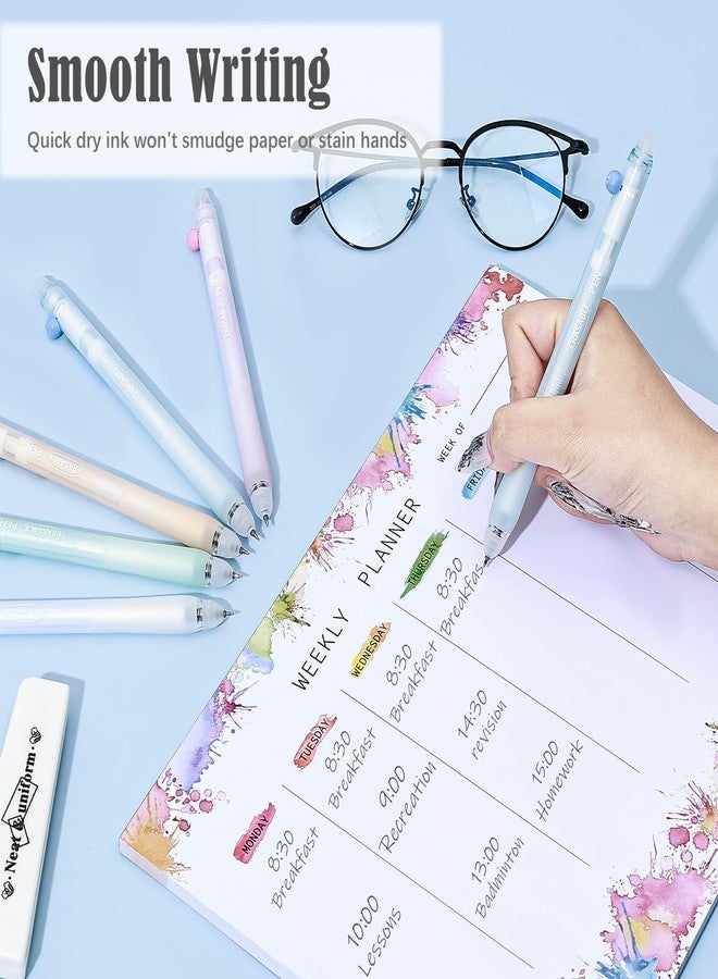 BAYTORY 6Pcs Cute Erasable Gel Pens, 0.5mm Fine Point Retractable Black Ink Pen, Double End Erasable Smooth Writing Pens, Quick Dry for Note Taking Marking Planner Crossword Puzzles (Black Ink) - Image 4