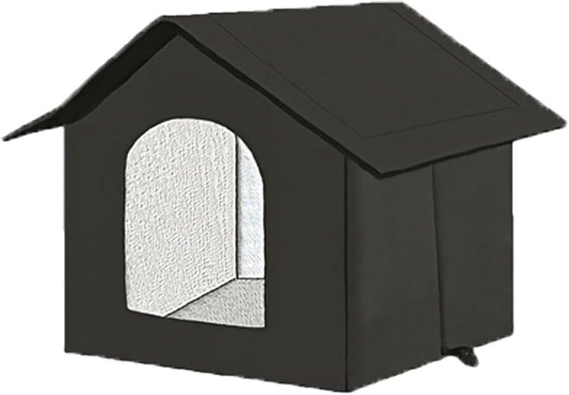 Insulated Outdoor Cat House Winter Shelter with Raised Base Large Size Black - Image 2
