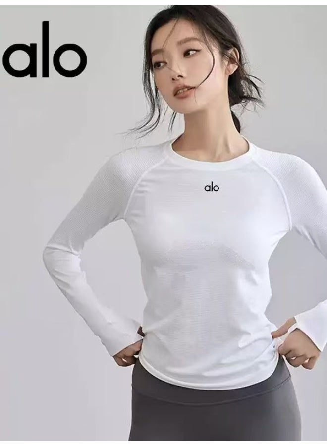 ألو يوغا قميص يوجا طويل الأكمام لخريف وشتاء – قميص رياضي مرتدٍ مرنة ونفاذ للهواء للجري واليوجا وتمارين الصالة الرياضية - Image 1