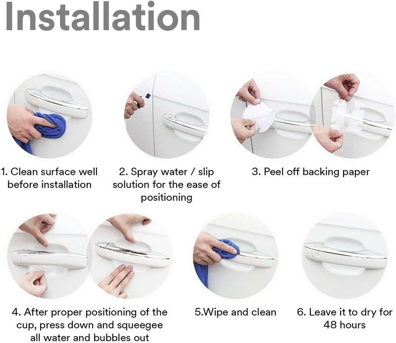 EzAuto Wrap 4PCs 3M Scotchguard Clear Door Cup Handle Paint Scratch Protection Guard Film - Image 3