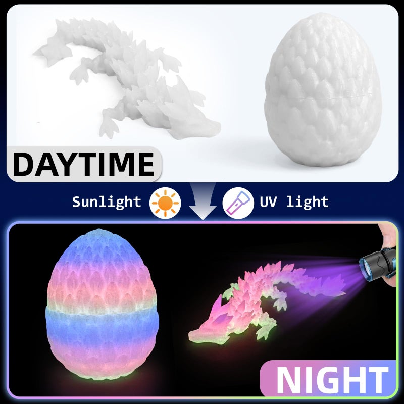 Flavery 12 Pack 3D Printed Dragon Easter Basket Stuffers - Mini Gemstone Egg with Flexible Crystal Dragon Inside, Cute Fidget Toy, Christmas, Birthday Gift, Desk Pet Figure - Image 4
