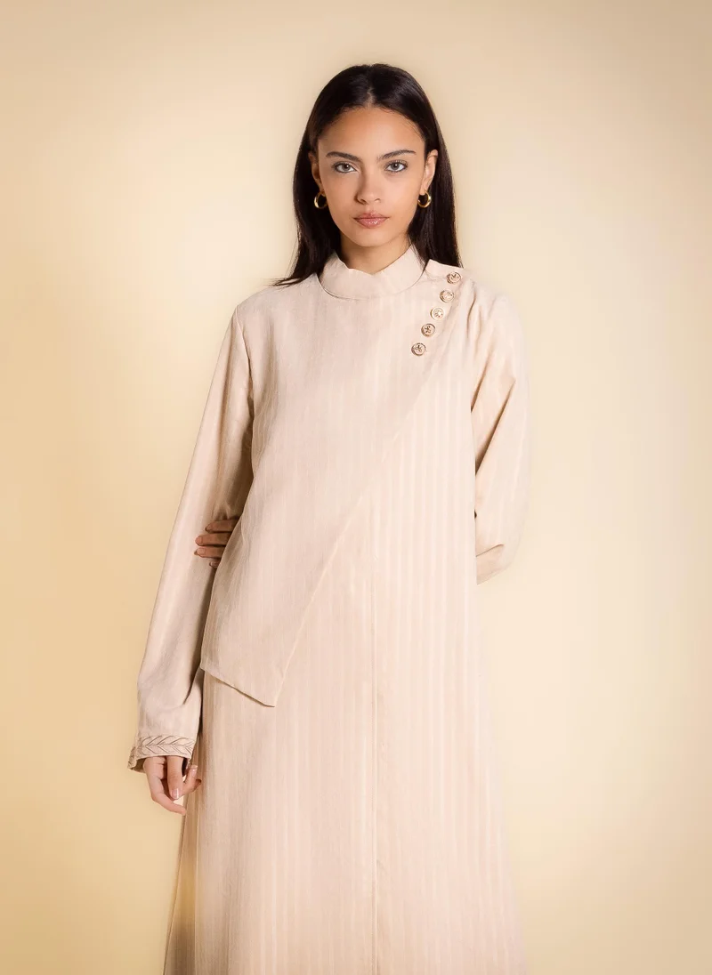 SHAPES DETAILED STRIPE MAXI DRESS