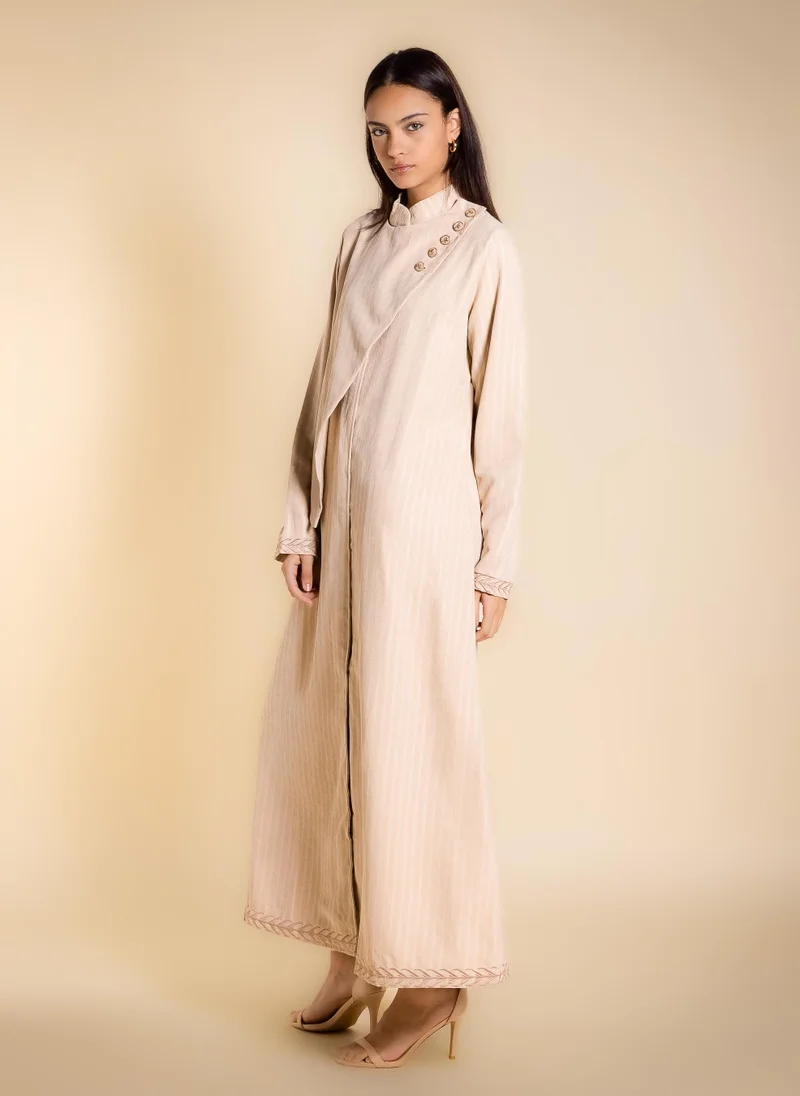 Shapes Beige DETAILED STRIPE MAXI DRESS for Women | Best Price UAE