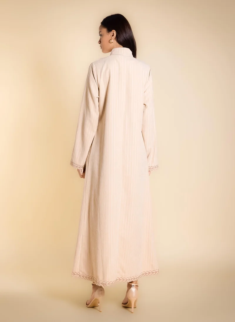 Shapes Beige DETAILED STRIPE MAXI DRESS for Women | Best Price UAE
