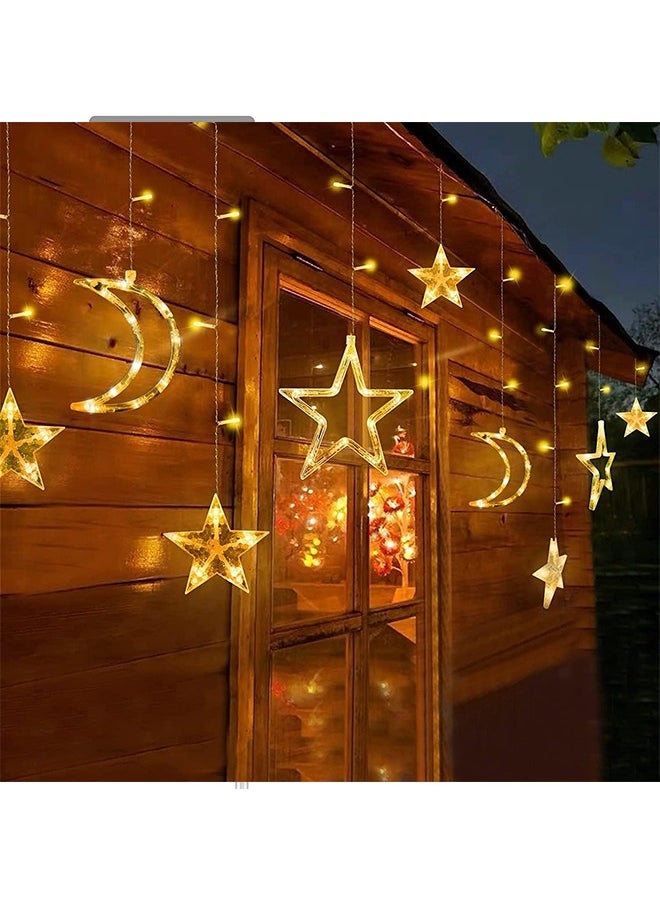 Yoawllty - Ramadan Decoration for Home, 138 LED Warm White Ramadan Lights, Moon Star Ramadan Lights Hanging for Home Decoration - Image 1