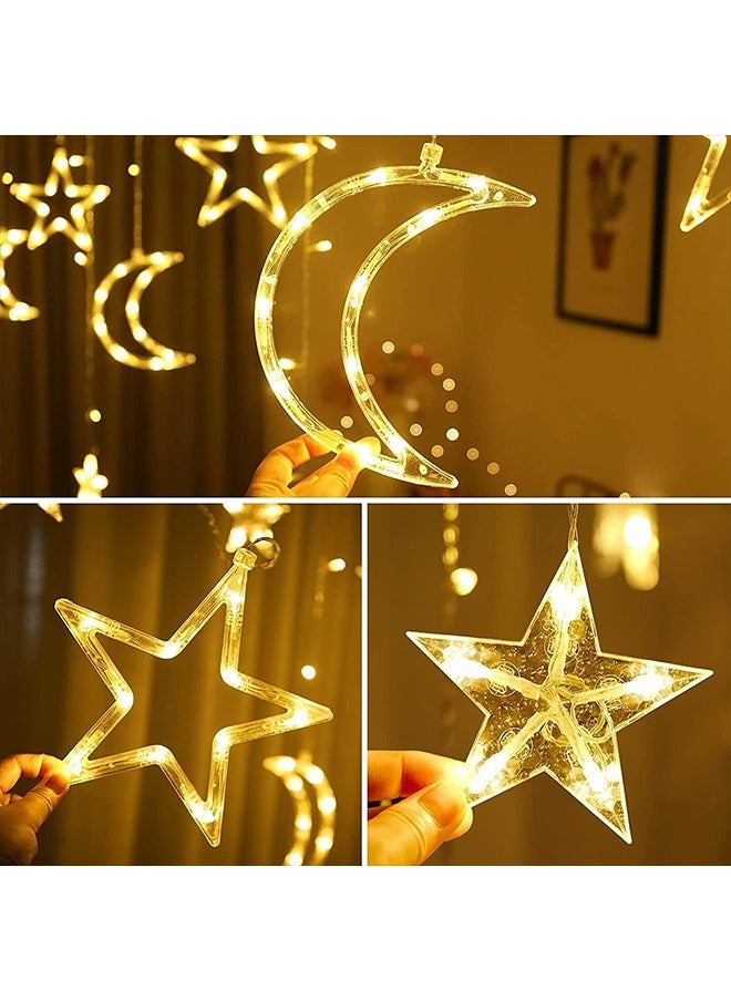 Yoawllty - Ramadan Decoration for Home, 138 LED Warm White Ramadan Lights, Moon Star Ramadan Lights Hanging for Home Decoration - Image 1