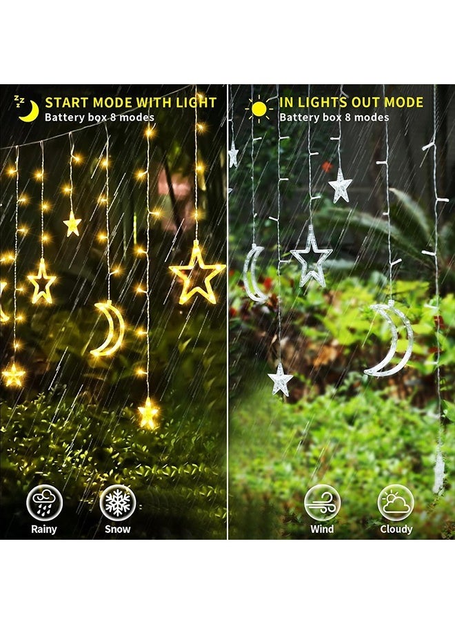 Yoawllty - Ramadan Decoration for Home, 138 LED Warm White Ramadan Lights, Moon Star Ramadan Lights Hanging for Home Decoration - Image 1