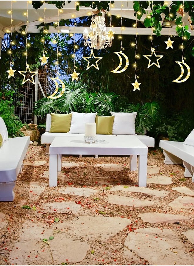 Yoawllty - Ramadan Decoration for Home, 138 LED Warm White Ramadan Lights, Moon Star Ramadan Lights Hanging for Home Decoration - Image 1
