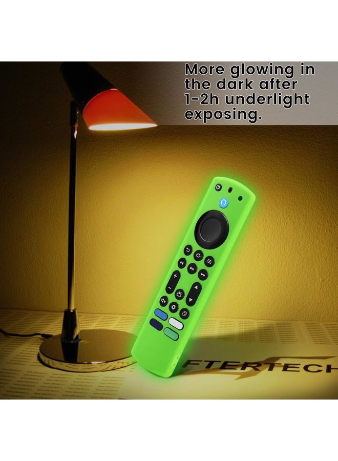 weishan 2-Pack Glowing Remote Cover for Insignia/Toshiba Smart TV Remote Controls, Anti-Slip Silicone Protective Case with Lanyard, Glow Green + Glow Blue GITD! - Image 2
