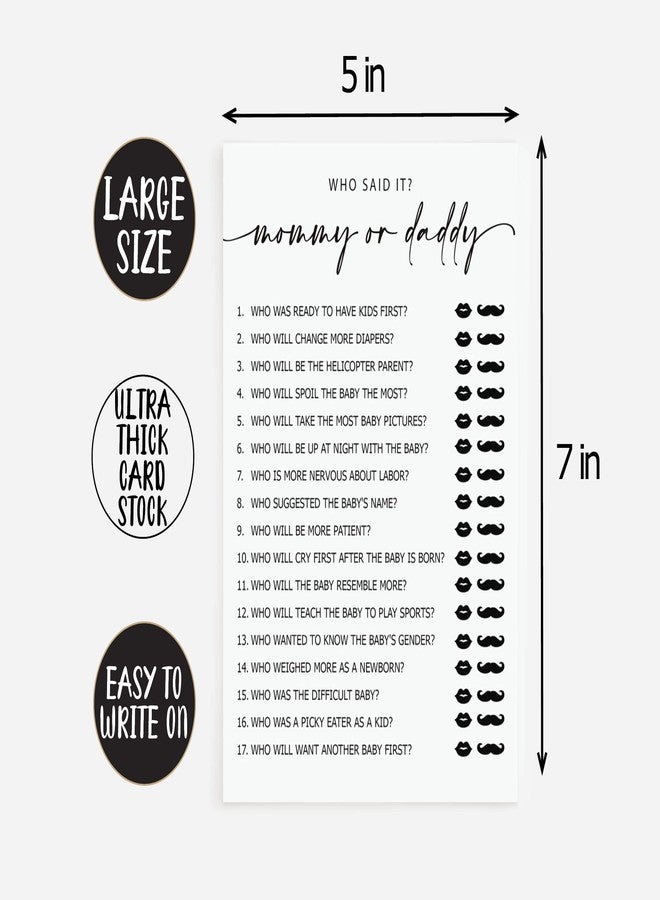 All-Ewired-Up All Ewired Up 50 Mommy or Daddy? Who Said It Game (50-Cards) Fun Baby Shower Game Activity, Gender Neutral Boy or Girl Minimalist - Image 5