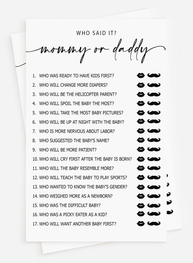 All-Ewired-Up All Ewired Up 50 Mommy or Daddy? Who Said It Game (50-Cards) Fun Baby Shower Game Activity, Gender Neutral Boy or Girl Minimalist - Image 1