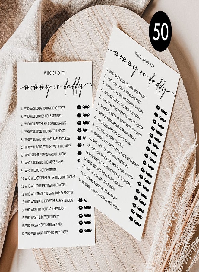 All-Ewired-Up All Ewired Up 50 Mommy or Daddy? Who Said It Game (50-Cards) Fun Baby Shower Game Activity, Gender Neutral Boy or Girl Minimalist - Image 3