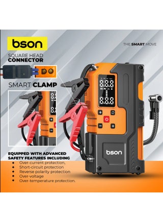 6-in-1 Smart Car Jump Starter with Digital Display, 150 PSI Air Pump, Tire Pressure Reader, Power Bank, LED Light, Emergency Auto Battery Starter, car jump starter with air compressor, 4*4 - view 2