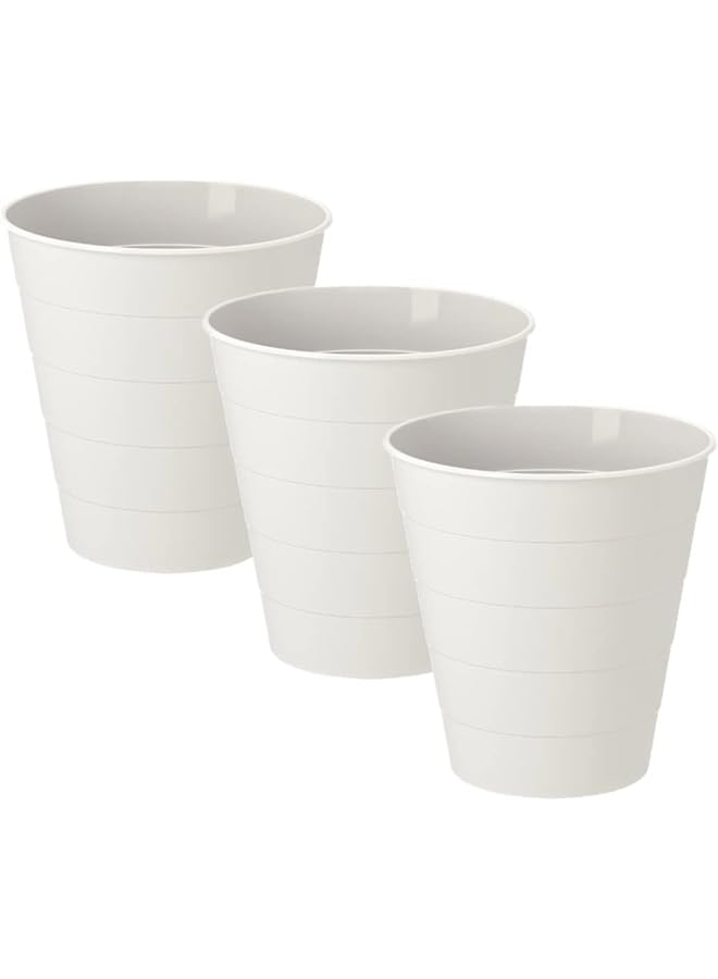 Zaboon For Household Utensils 3 Pieces Of White Plastic Wastebasket 30X20 Cm White