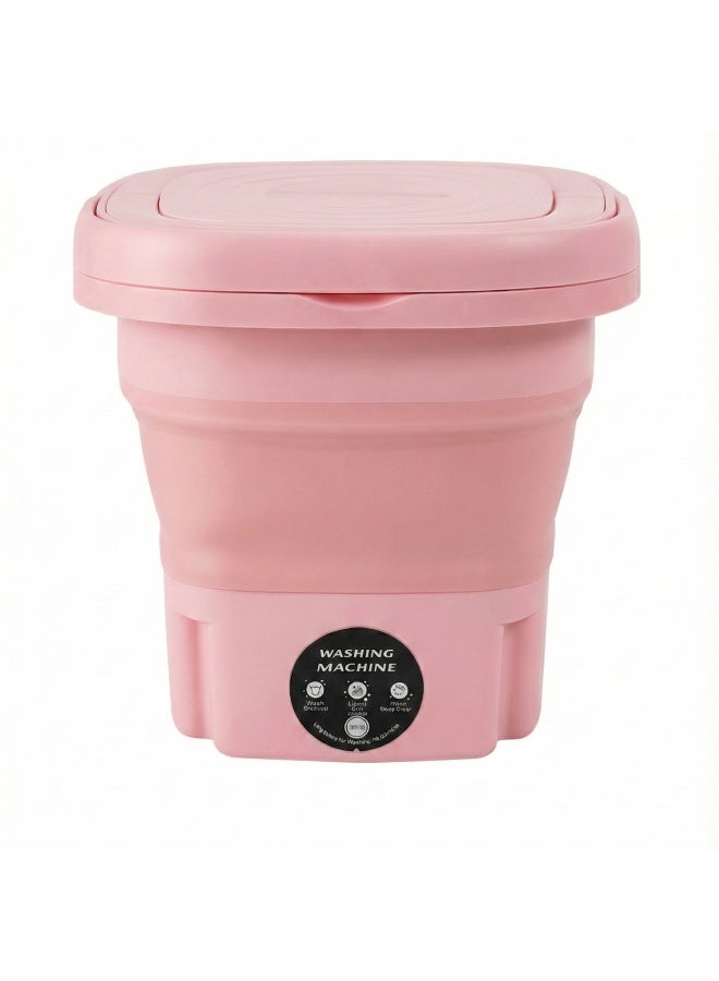 غسالة ملابس محمولة قابلة للطي صغيرة– غسيل سريع وفعال للملابس الداخلية والملابس الخفيفة، تصميم ذكي وصامت وسهل الحمل- وردي - Image 2