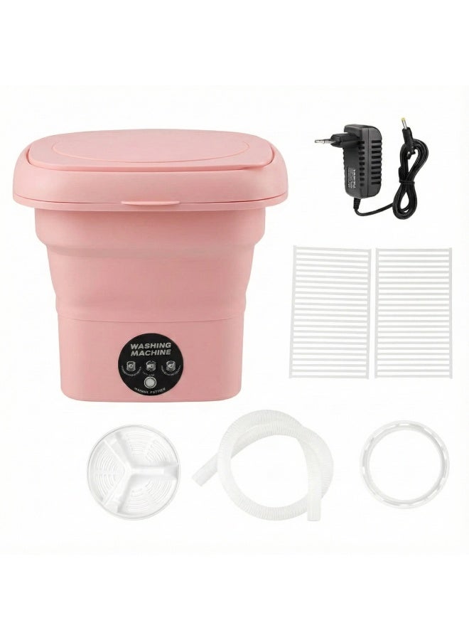 غسالة ملابس محمولة قابلة للطي صغيرة– غسيل سريع وفعال للملابس الداخلية والملابس الخفيفة، تصميم ذكي وصامت وسهل الحمل- وردي - Image 3