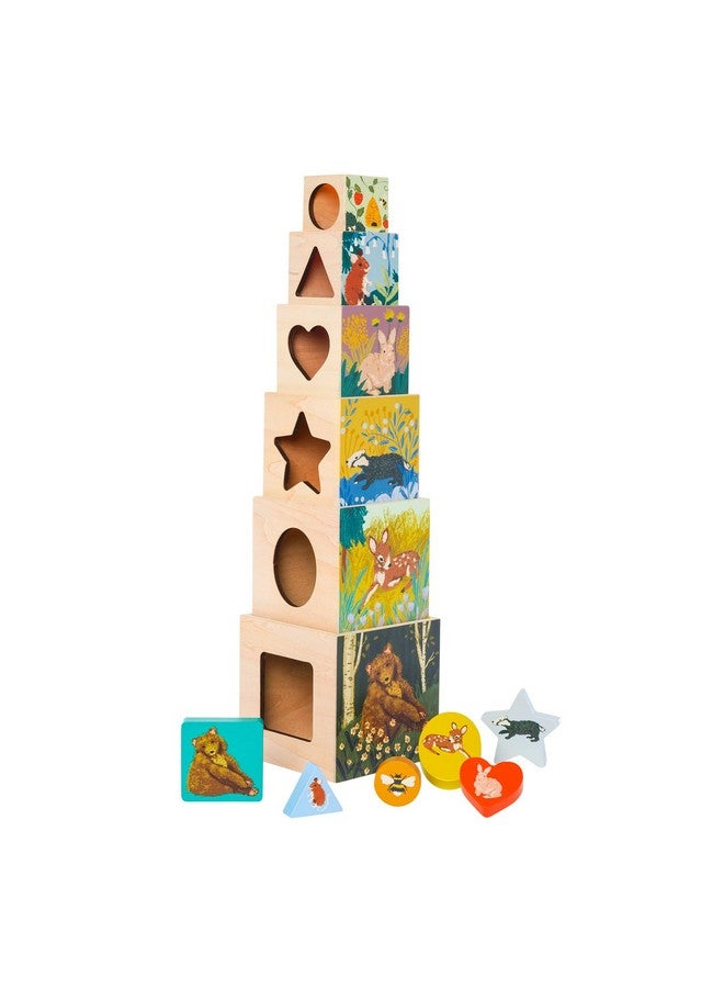 Manhattan Toy Manhattan Toy Enchanted Forest 12-Piece Wooden Stacking Counting Sorting Toy Blocks with Solid Wood Cutout Shapes - Image 1